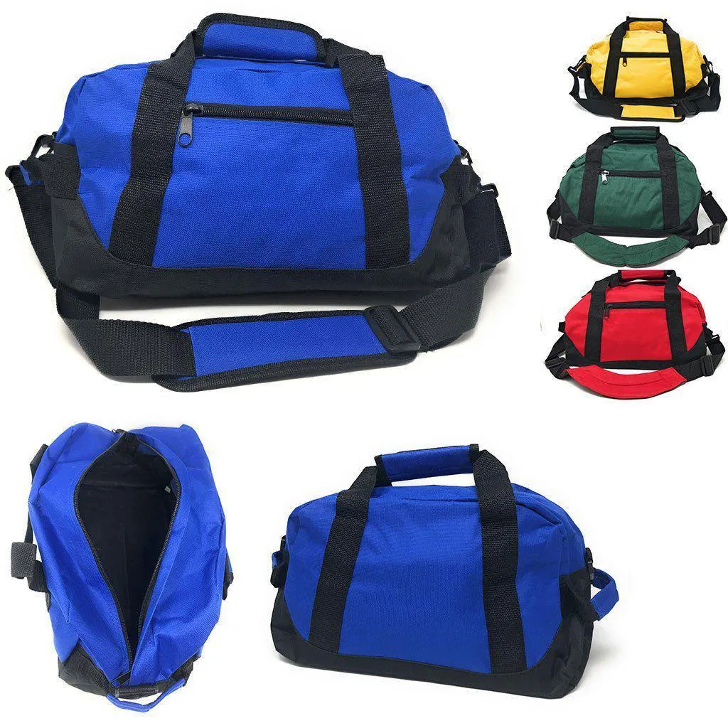 1 Dozen Sports 14 inch Duffle Duffel Bags School Travel Gym Luggage Carry-On Wholesale Bulk