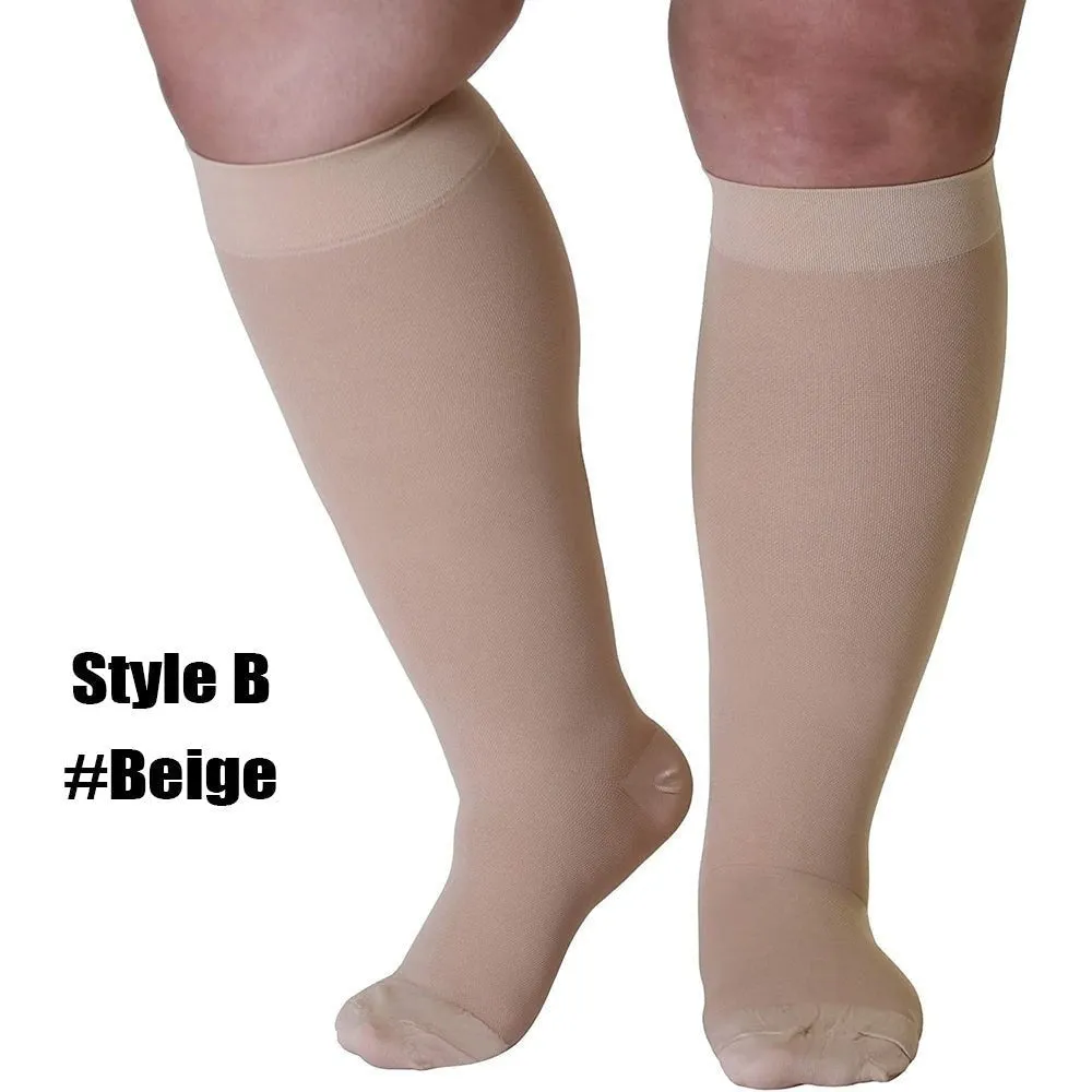 1 Pair Elastic High Stockings Calf Sleeves for Travel Work Fatigue Relief