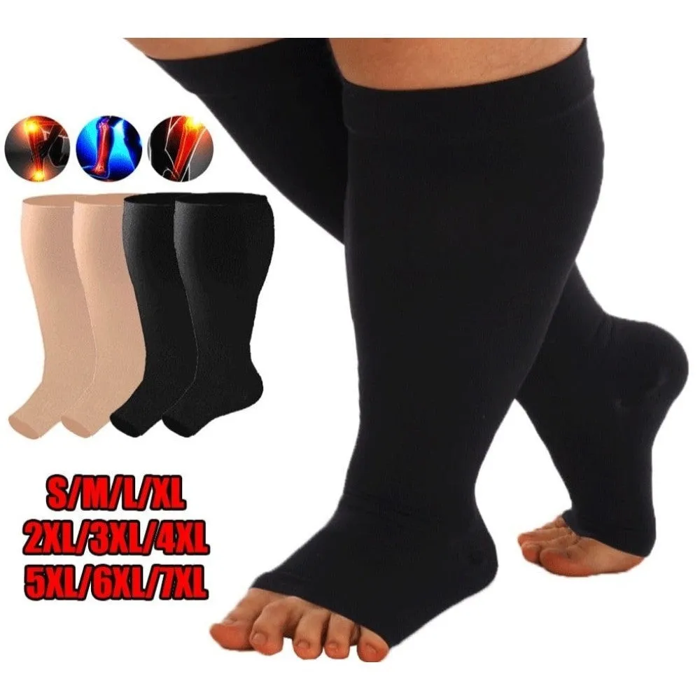 1 Pair Elastic High Stockings Calf Sleeves for Travel Work Fatigue Relief