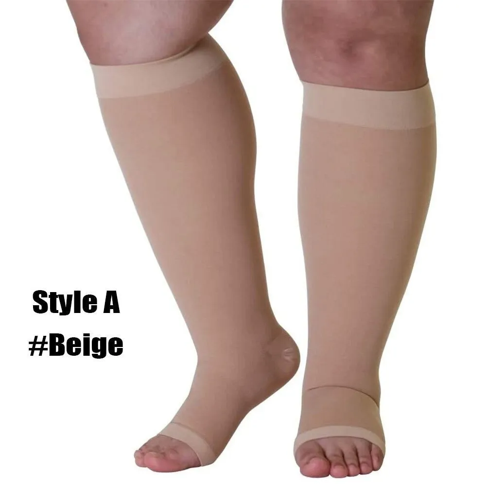 1 Pair Elastic High Stockings Calf Sleeves for Travel Work Fatigue Relief