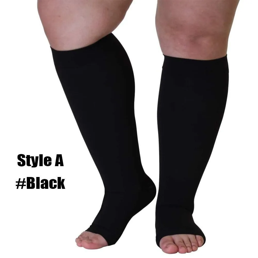 1 Pair Elastic High Stockings Calf Sleeves for Travel Work Fatigue Relief