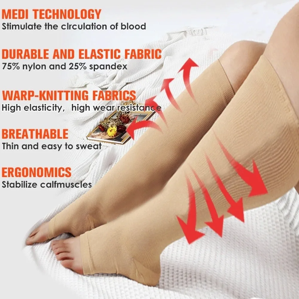 1 Pair Elastic High Stockings Calf Sleeves for Travel Work Fatigue Relief