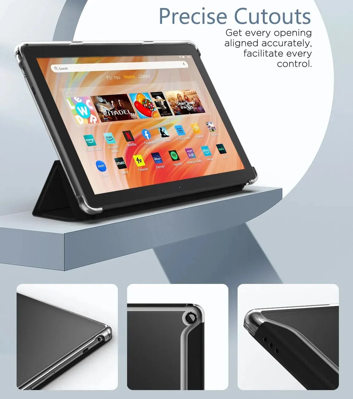 10.1 Inch Pu Leather Trifold Stand Cover for All-new Amazon Kindle Fire Hd 10 Tablet