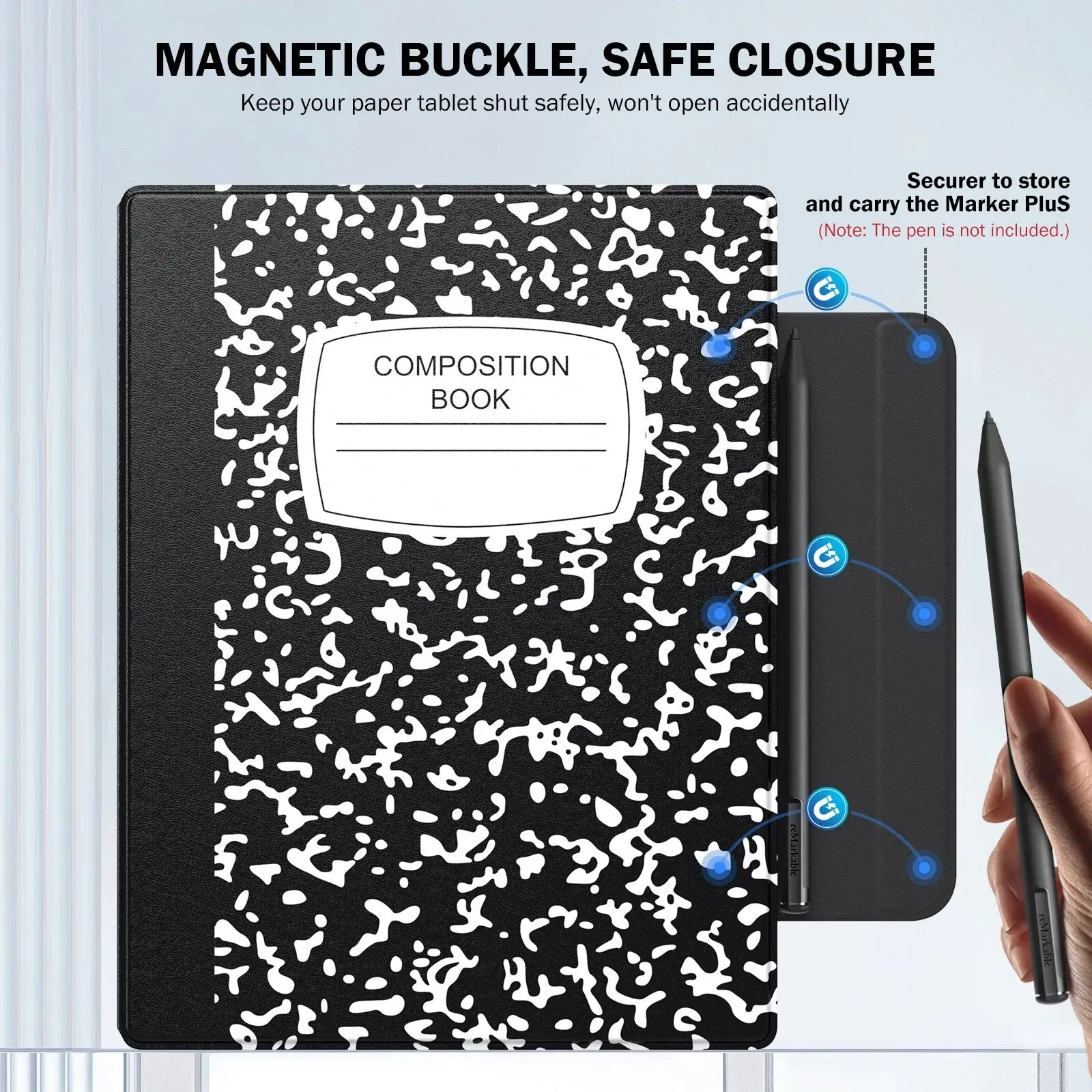 10.3" Lightweight Ultra-thin Magnetic Case with Wide Pen Protective Tablet Cover for Remarkable 2