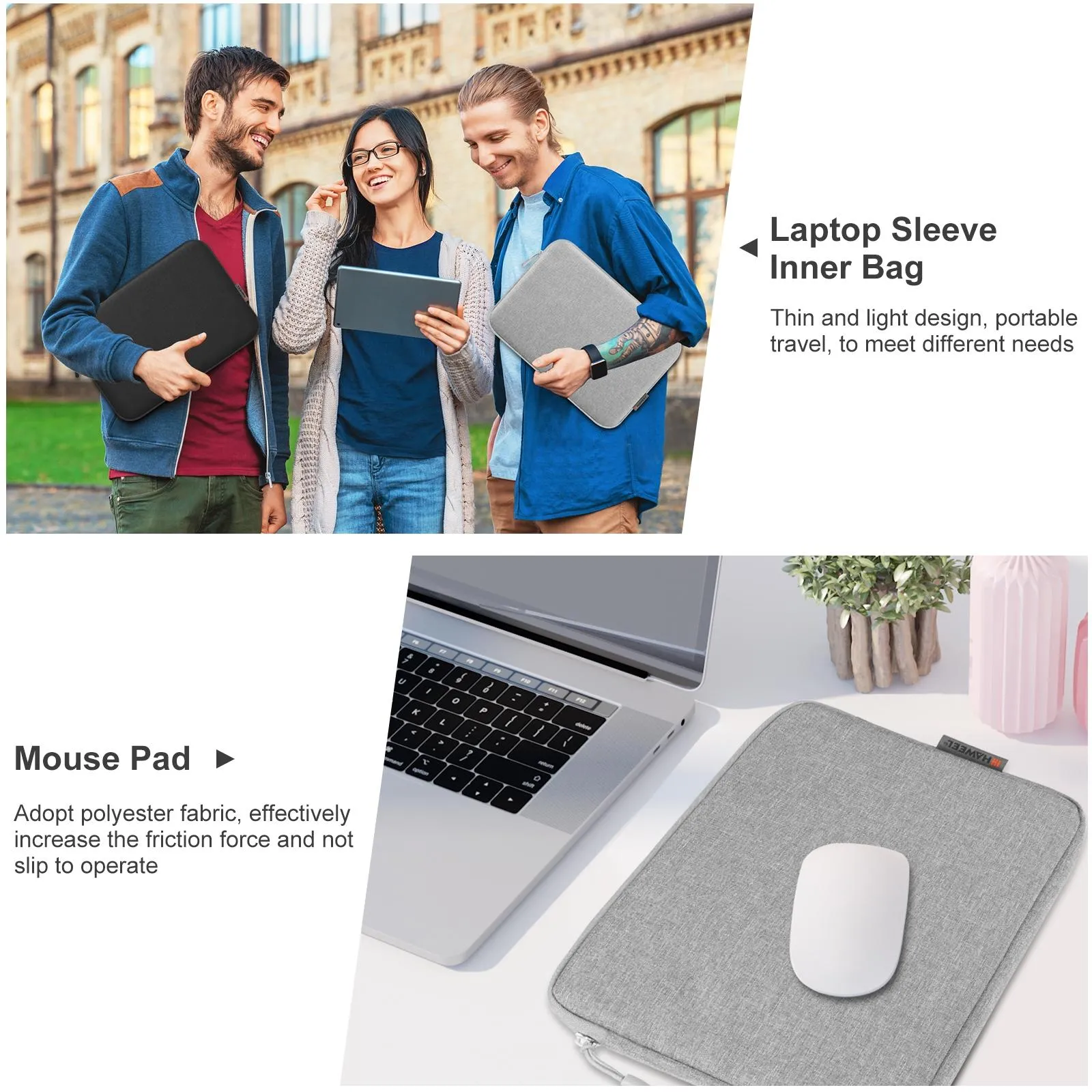 14-15 Inch Laptop Sleeve Briefcase Bag with Zipper
