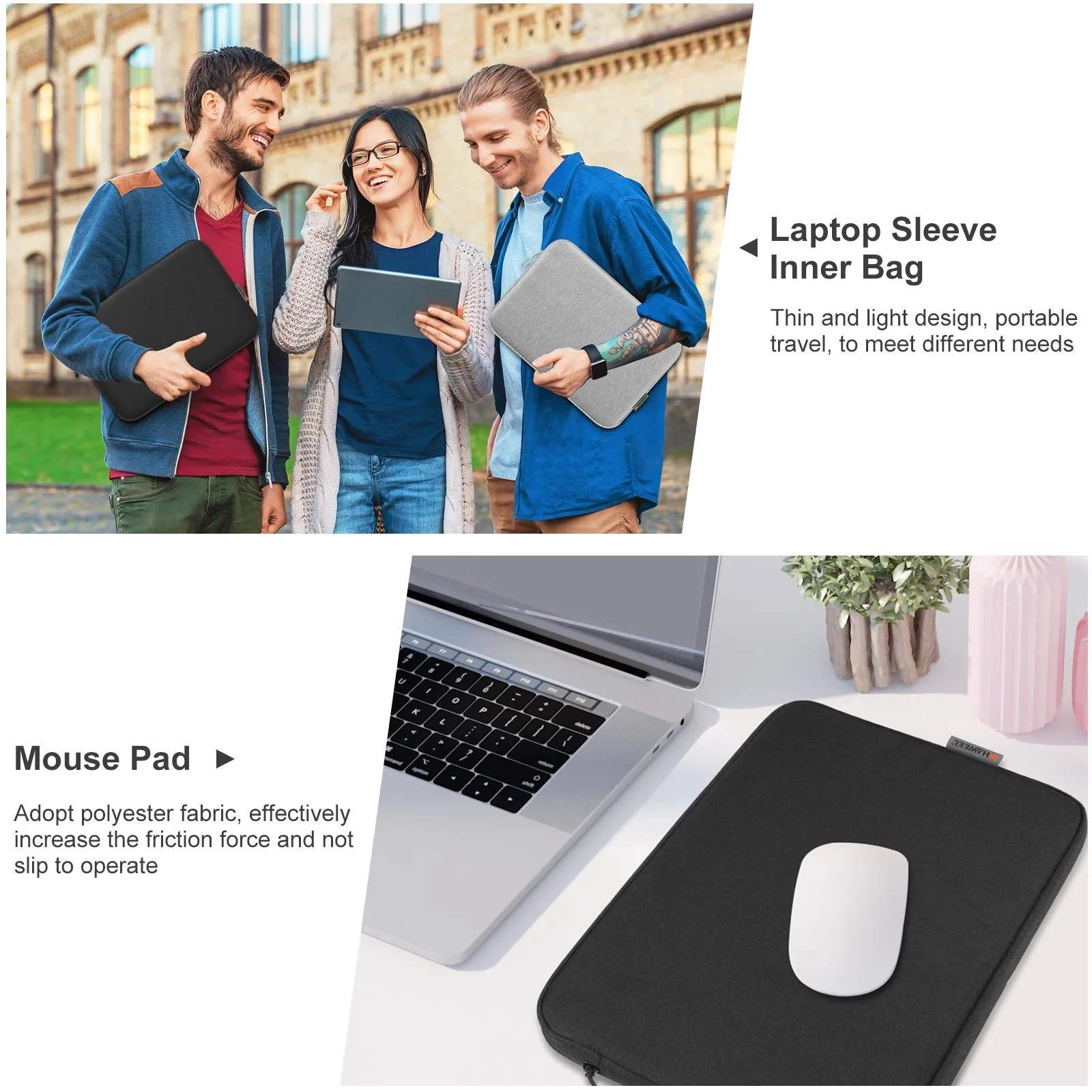 14-15 Inch Laptop Sleeve Briefcase Bag with Zipper