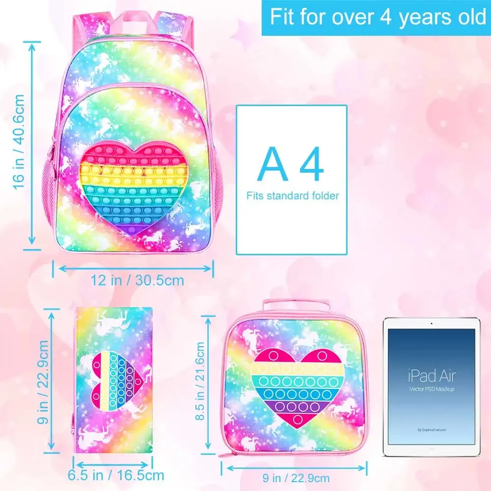 16 Kids Backpack Lunch Box Set For Preschool
