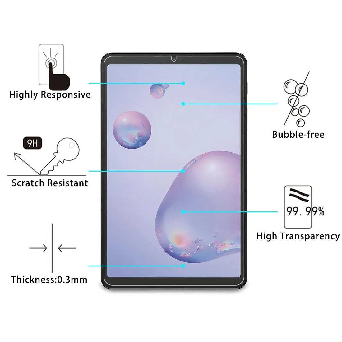 2-pack Tempered Glass Film for Samsung Galaxy Tab a 8.4 2020 - 9h 0.3mm Thickness