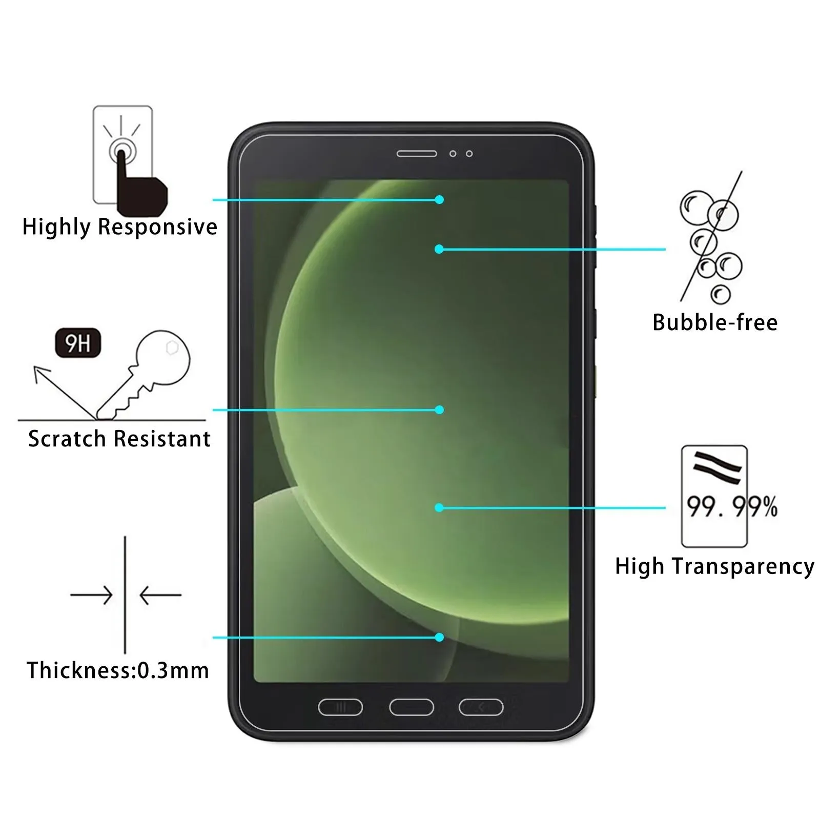 2-pack Tempered Glass Film for Samsung Galaxy Tab A9 Plus / Active5 / A9 - 9h 0.3mm