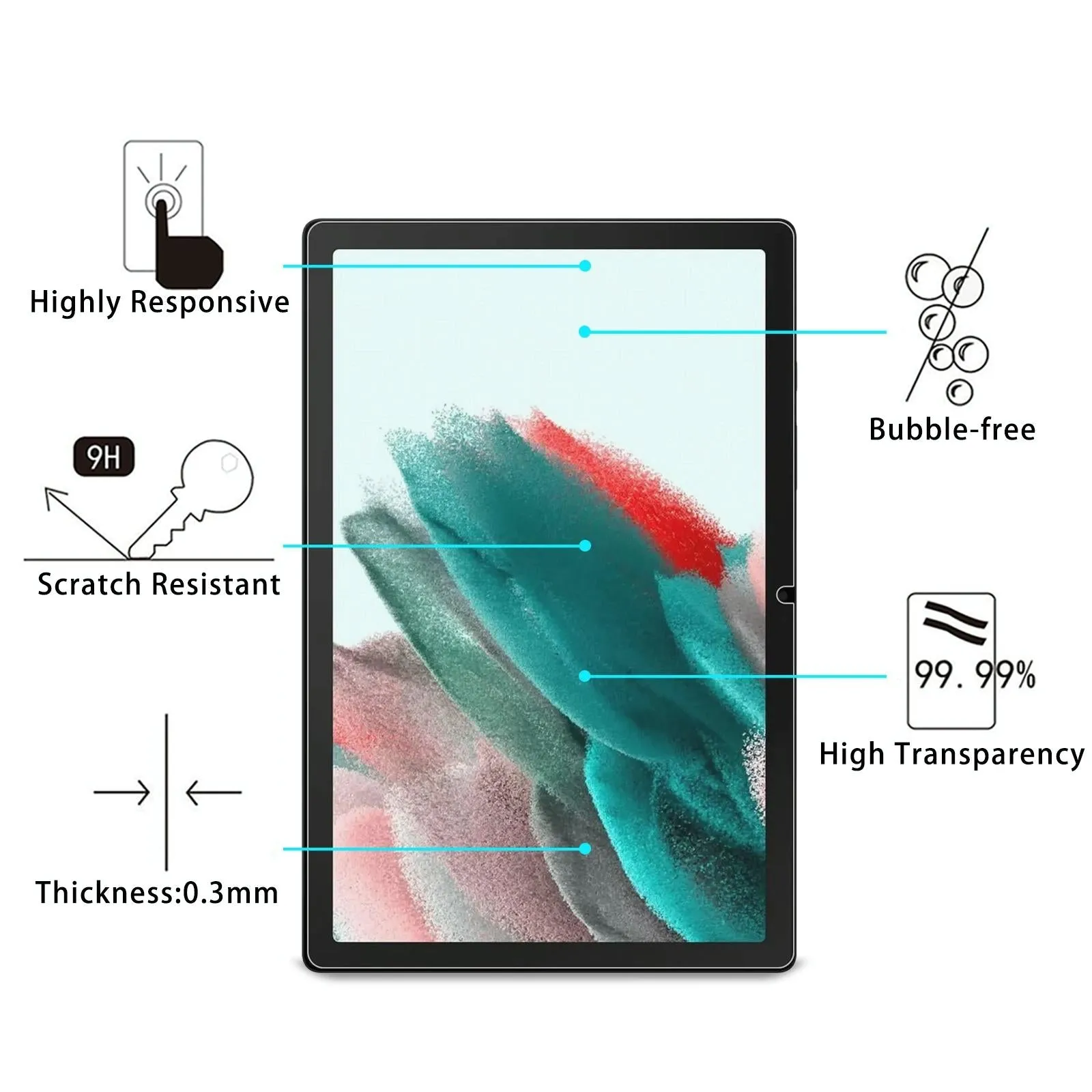 2-pack Tempered Glass Film for Samsung Galaxy Tab A9 Plus / Active5 / A9 - 9h 0.3mm