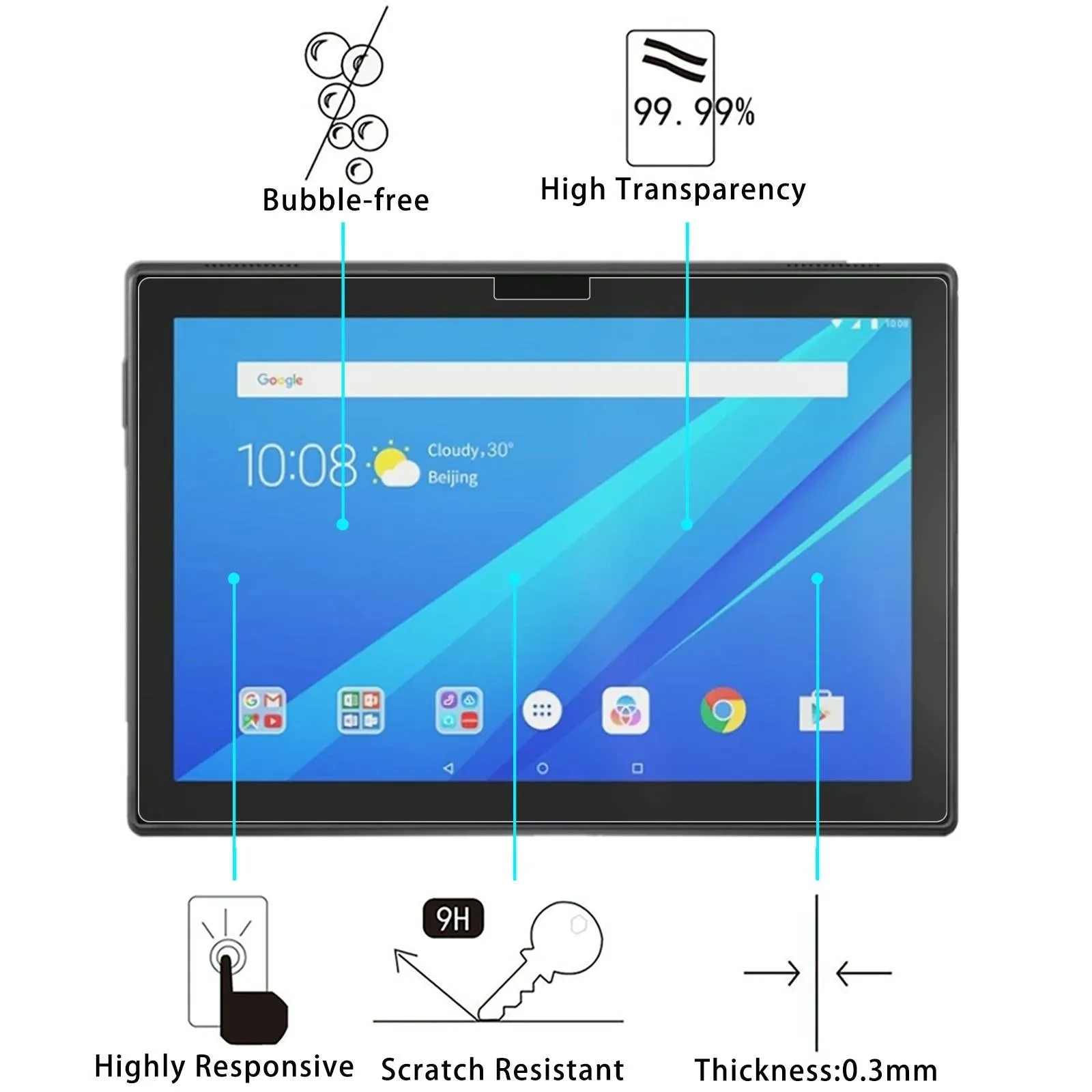 25-Pack Tempered Glass Film For Lenovo Tab 10.1 X504F - 9H 2.5D Explosion-Proof
