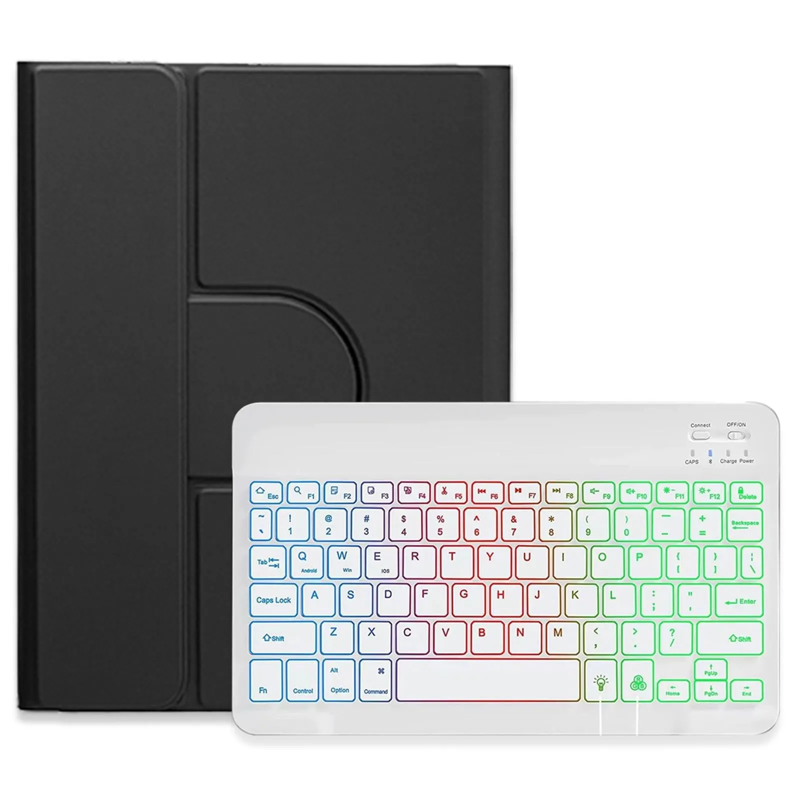 360 Rotatable Bluetooth Keyboard Leather Case With Three-Colour Backlight