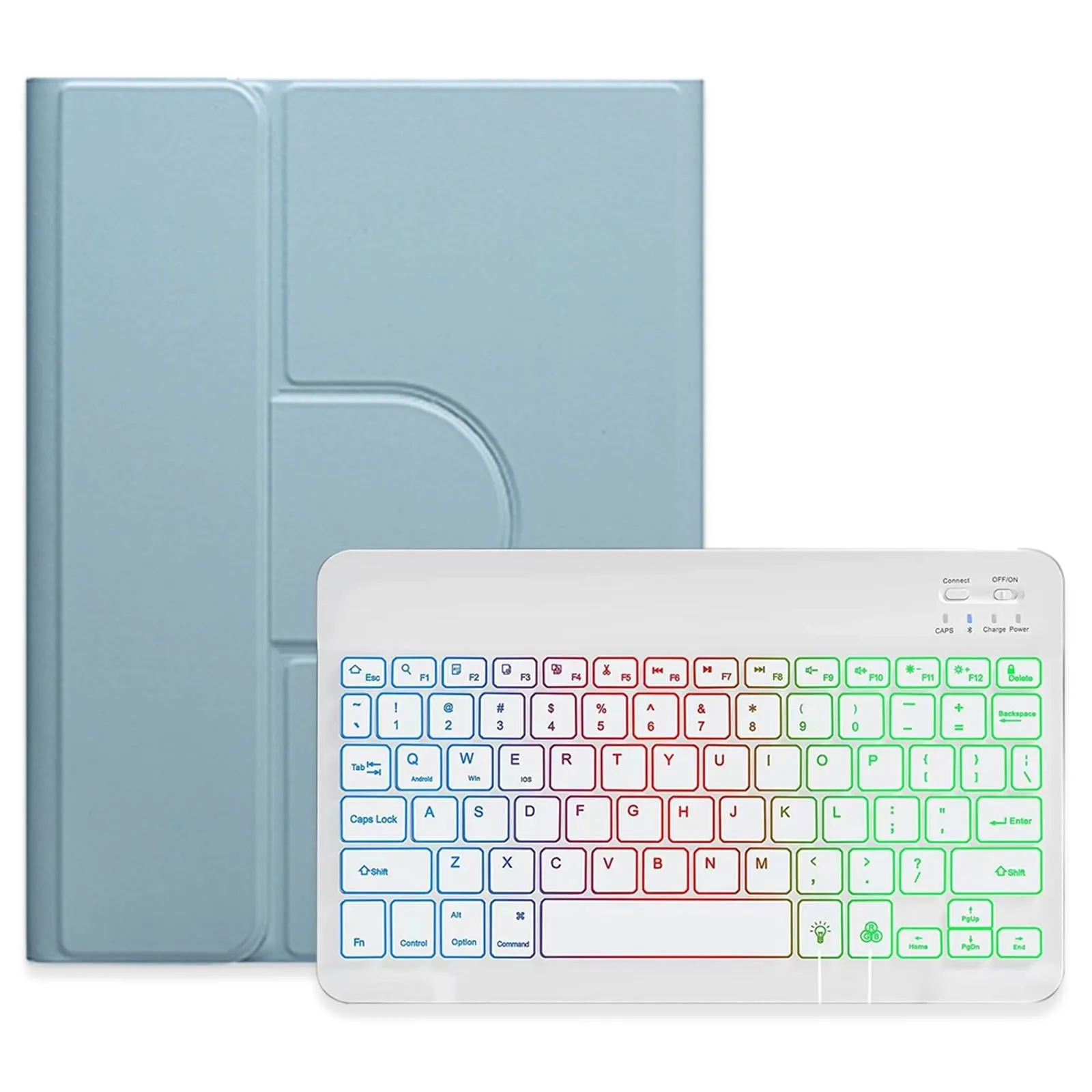 360 Rotatable Bluetooth Keyboard Leather Case With Three-Colour Backlight