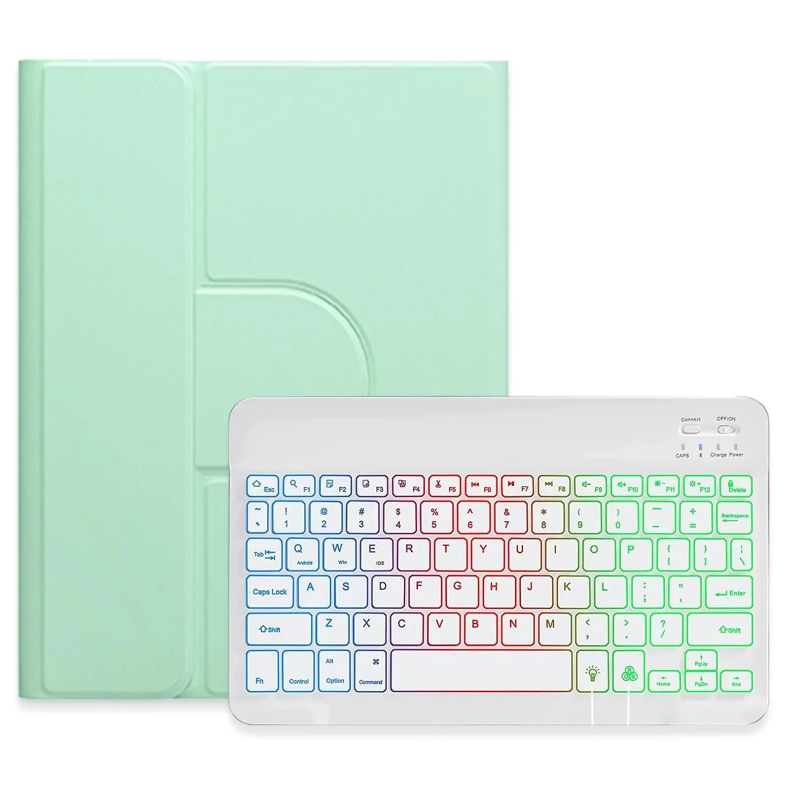 360 Rotatable Bluetooth Keyboard Leather Case With Three-Colour Backlight