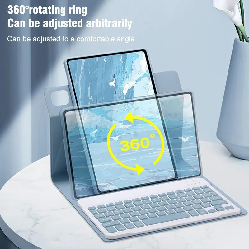 360 Rotatable Bluetooth Keyboard Leather Case With Three-Colour Backlight
