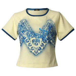 AIRBRUSHED HEADPHONE T-SHIRT / YELLOW/BLUE