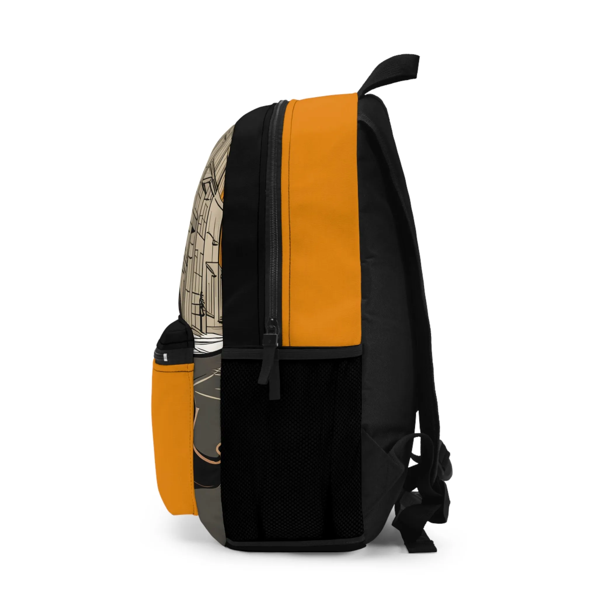 Black Cat in the City, Backpack with Computer Pocket and Padded Back