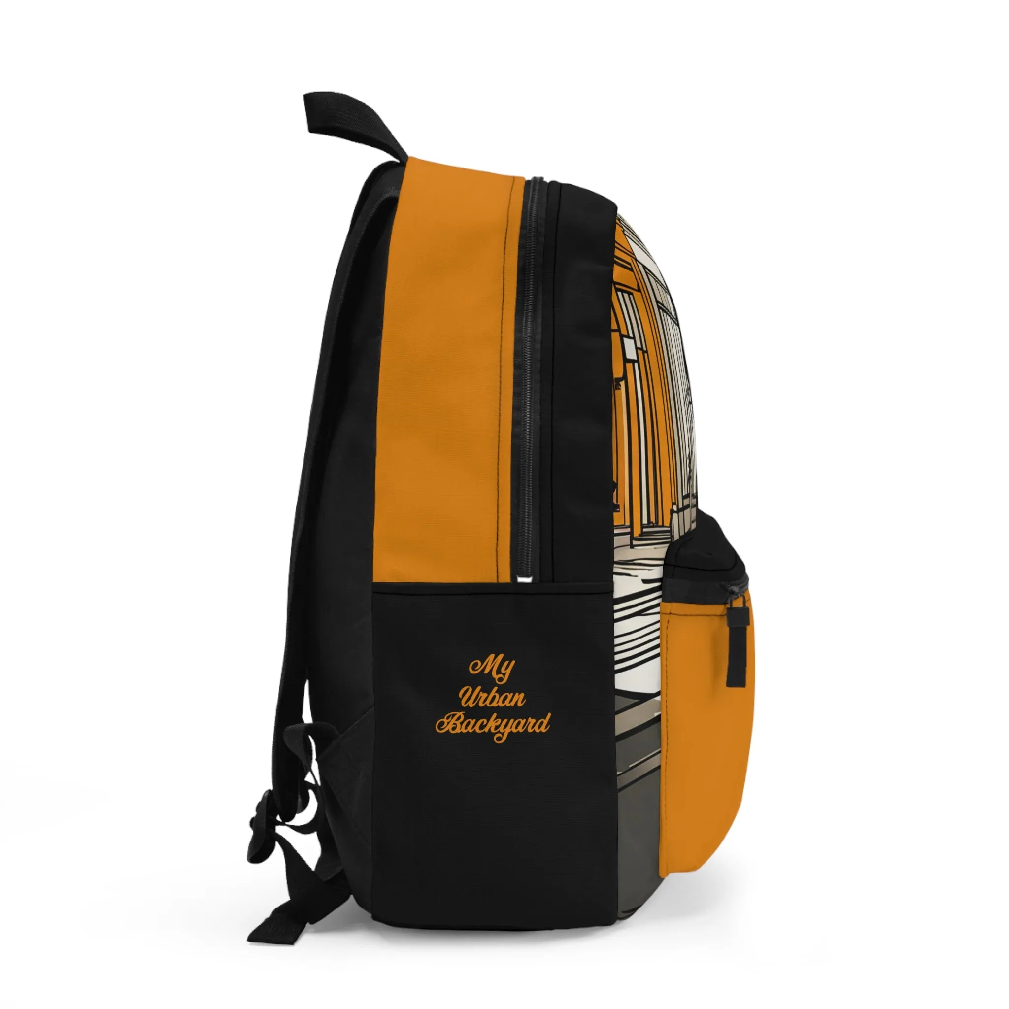 Black Cat in the City, Backpack with Computer Pocket and Padded Back