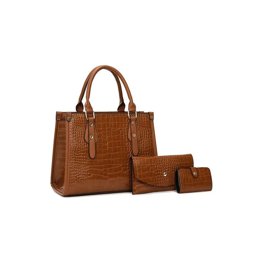 Chic CrocStyle 3 Piece Designer Bag Set