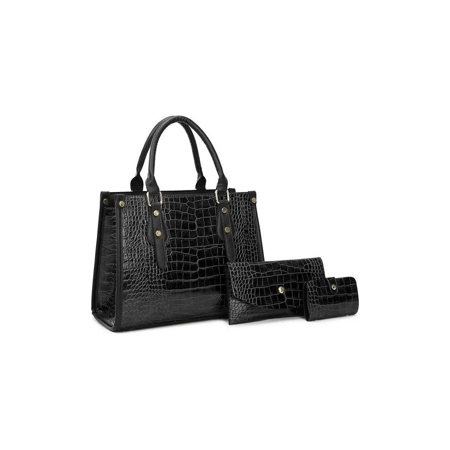 Chic CrocStyle 3 Piece Designer Bag Set