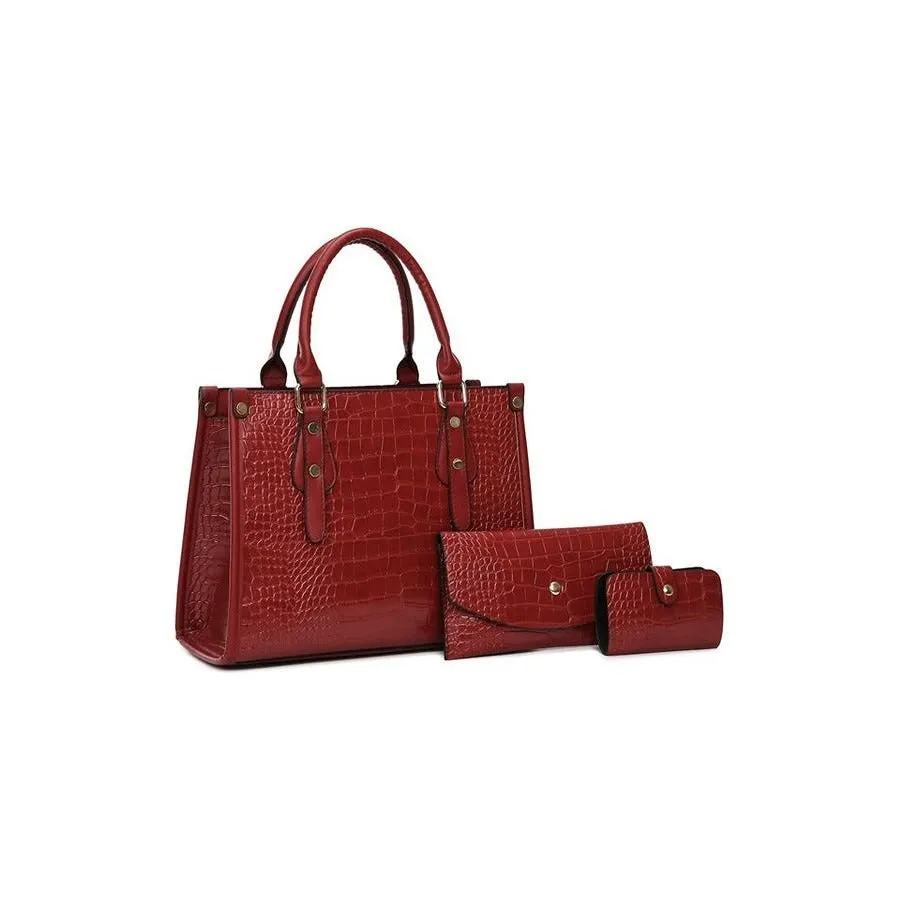 Chic CrocStyle 3 Piece Designer Bag Set