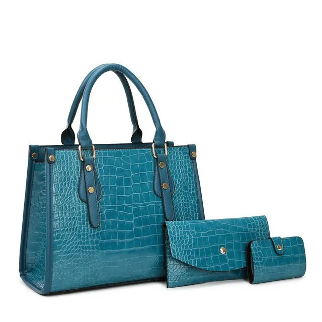 Chic CrocStyle 3 Piece Designer Bag Set