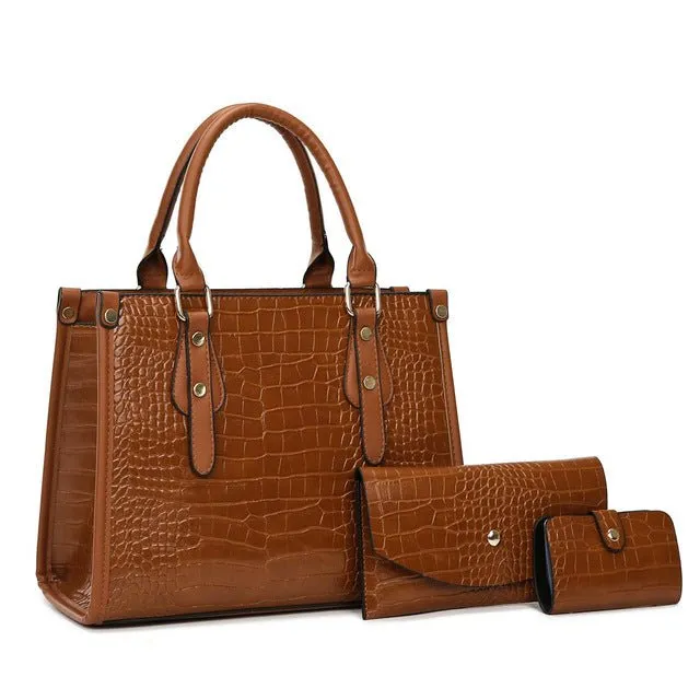 Chic CrocStyle 3 Piece Designer Bag Set