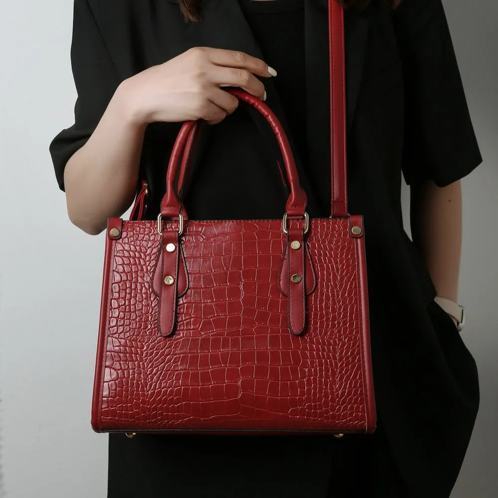 Chic CrocStyle 3 Piece Designer Bag Set