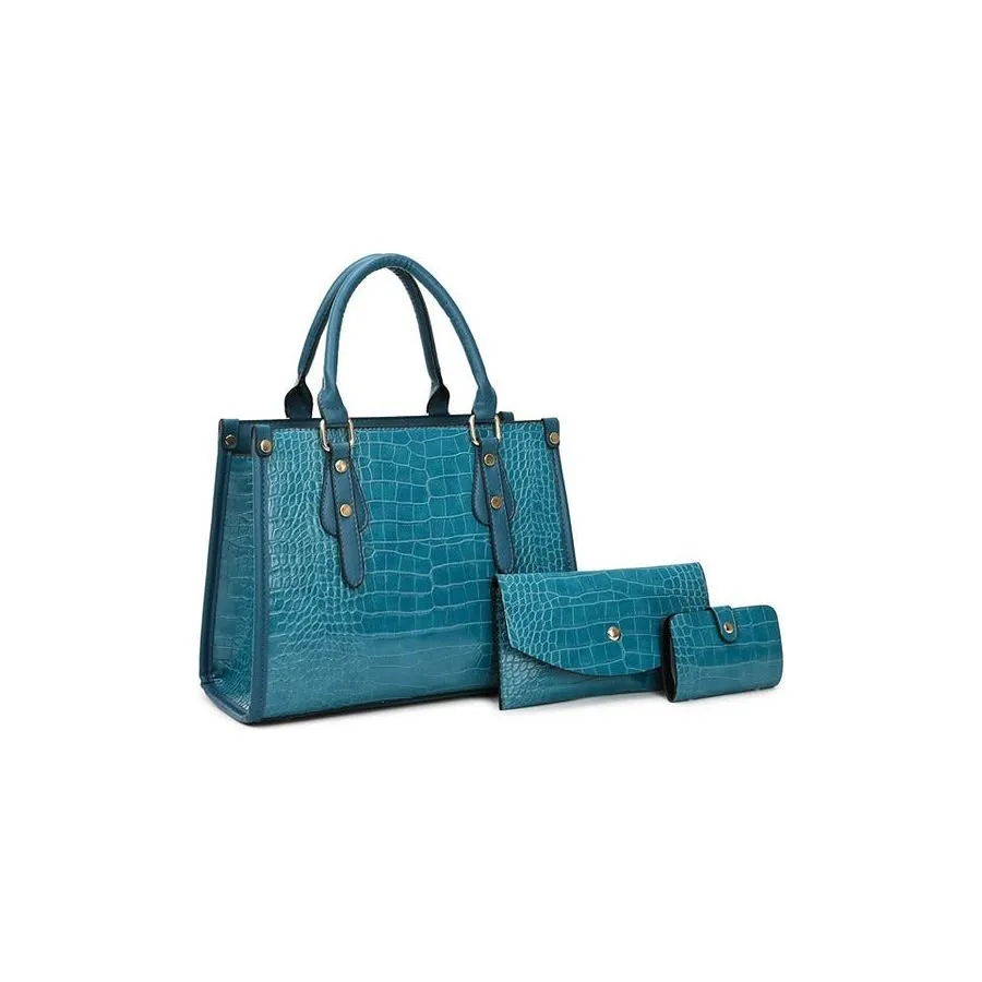 Chic CrocStyle 3 Piece Designer Bag Set
