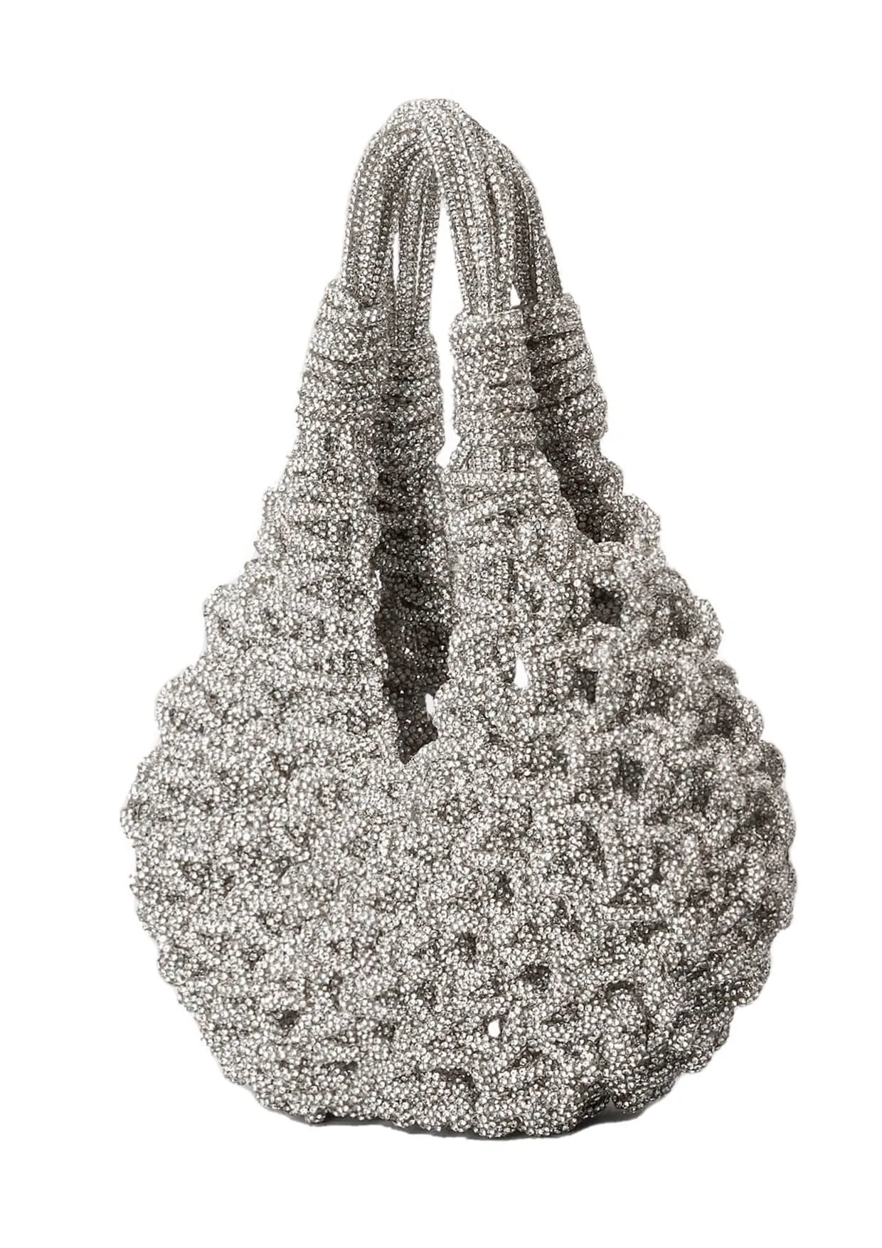 Diamond Crystal-Studded Woven Handbag