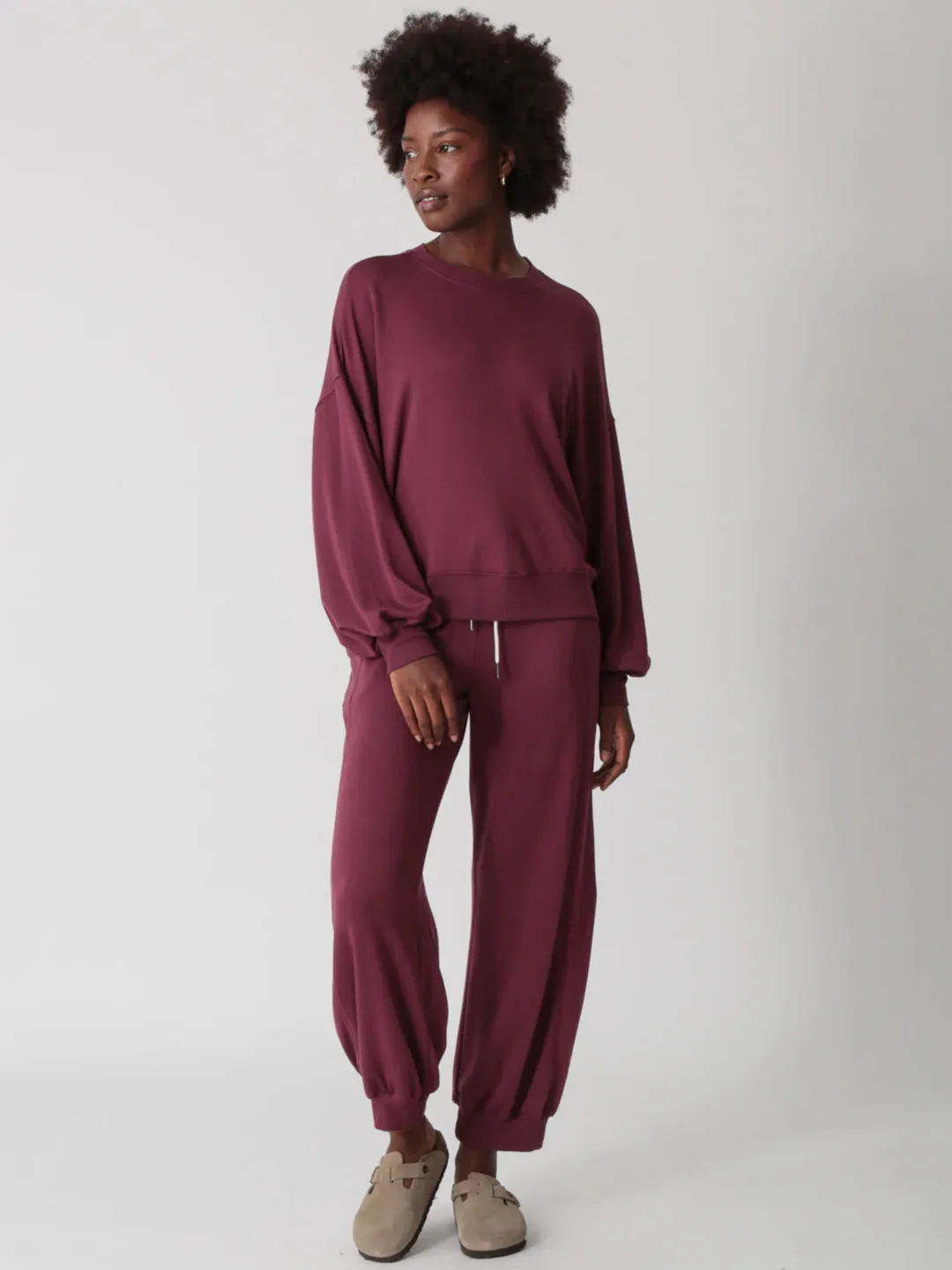 Electric and Rose Balloon Sweatpants in Merlot