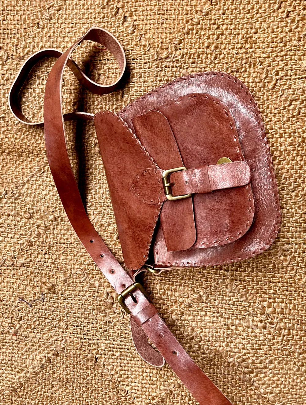 Handcrafted Jawaja Leather Sling Bag with Buckle