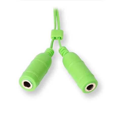Headphone Splitter Adapter | Headphone Splitter Adapter | Retractable Cord | Green