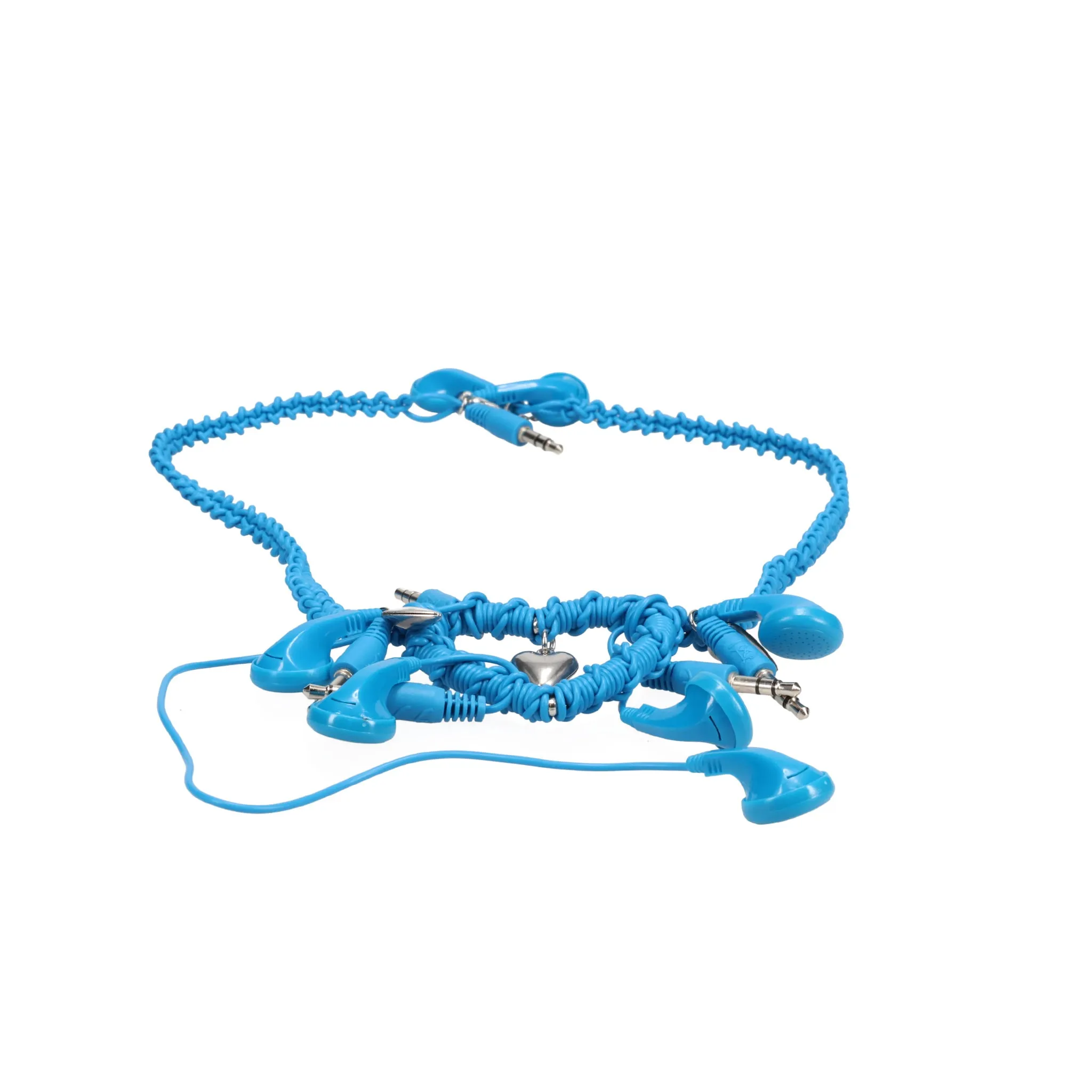 HEART HEADPHONE NECKLACE WITH METAL HEART / BLUE
