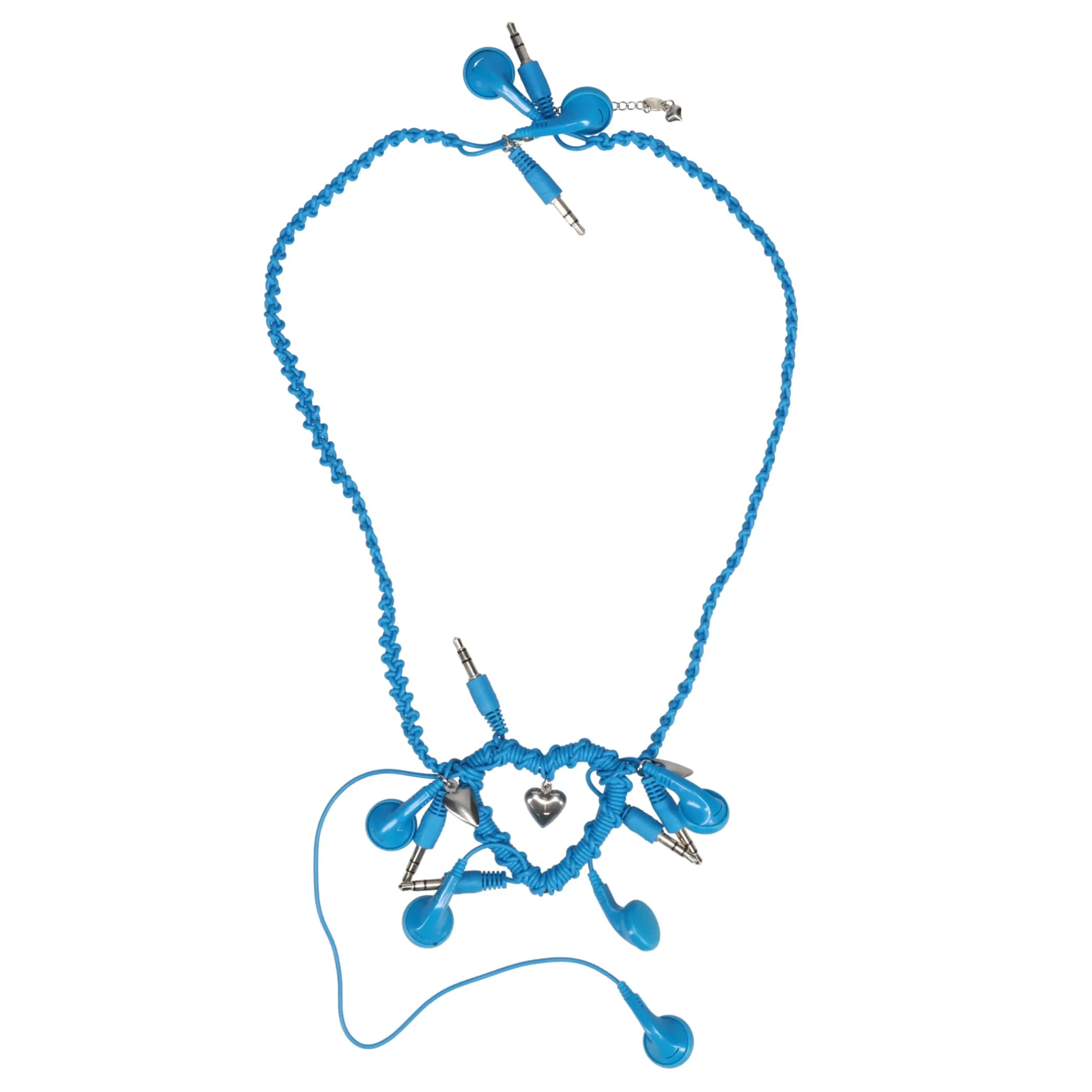 HEART HEADPHONE NECKLACE WITH METAL HEART / BLUE