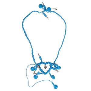 HEART HEADPHONE NECKLACE WITH METAL HEART / BLUE