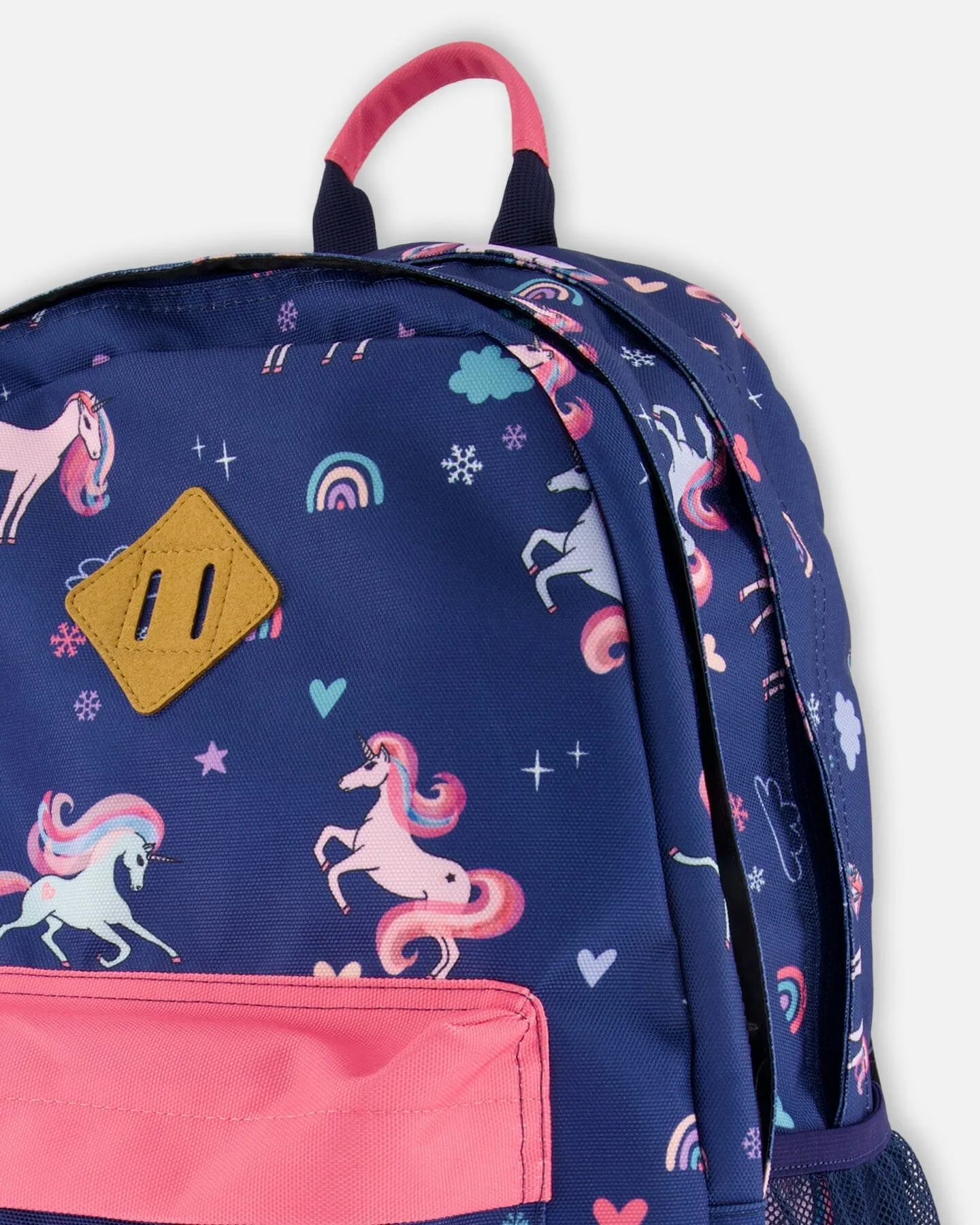 Kids Backpack Navy Unicorn Print