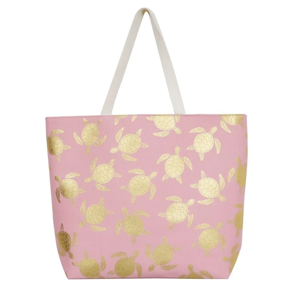 MB0124 Gold Foil Turtle Beach Bag