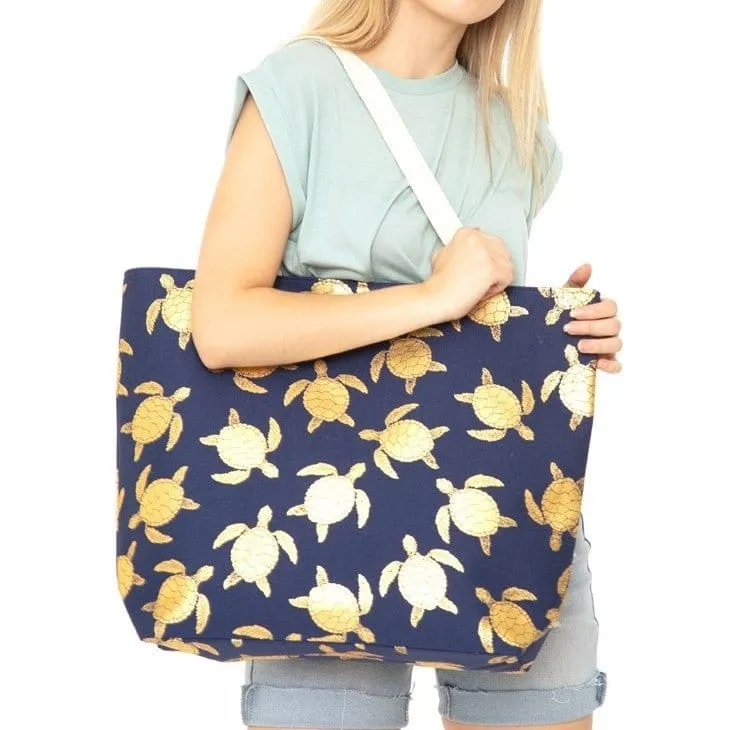 MB0124 Gold Foil Turtle Beach Bag