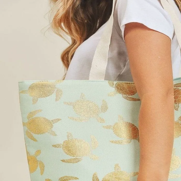 MB0124 Gold Foil Turtle Beach Bag