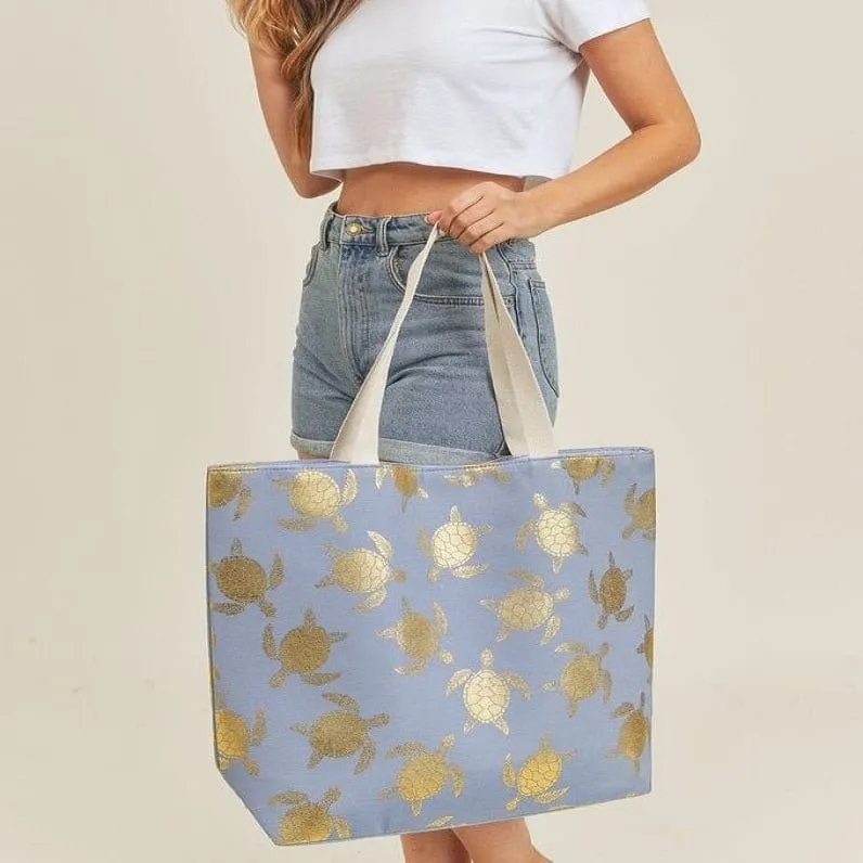 MB0124 Gold Foil Turtle Beach Bag