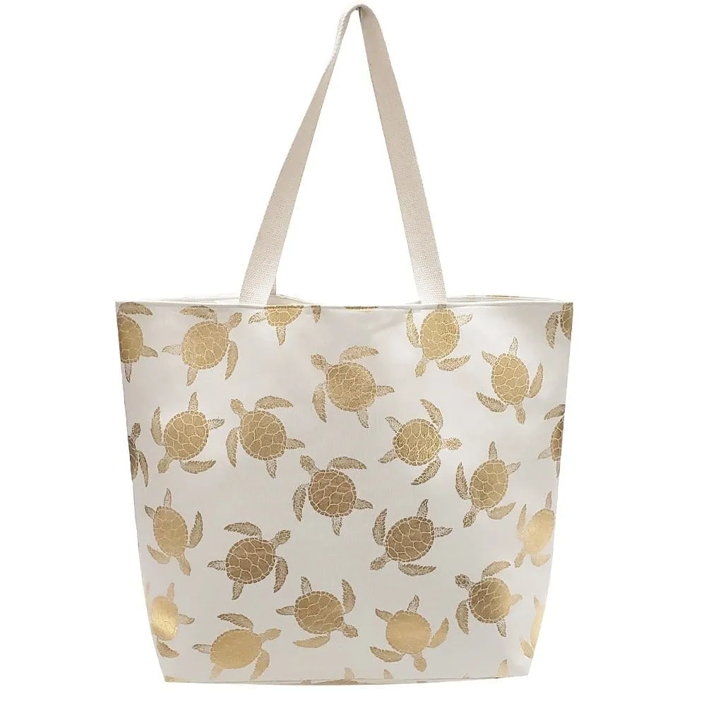 MB0124 Gold Foil Turtle Beach Bag