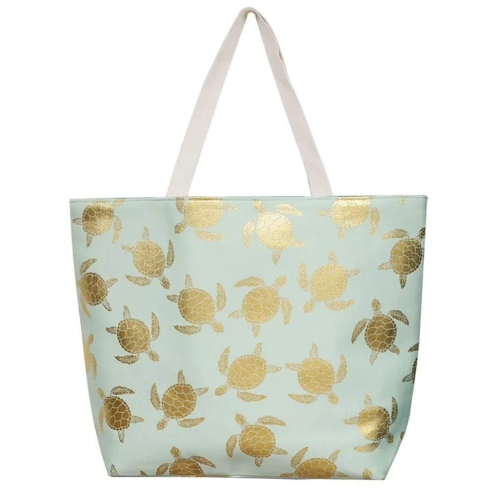 MB0124 Gold Foil Turtle Beach Bag