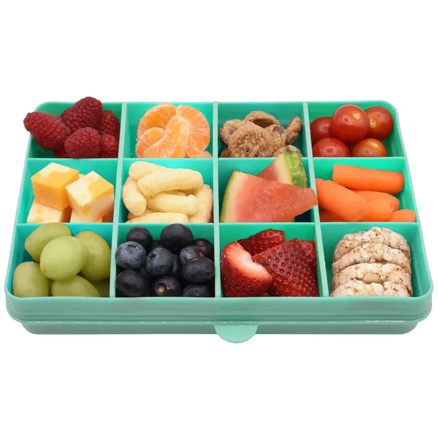 Melii Snackle Food Container with Removable Divider Turquoise 4oz