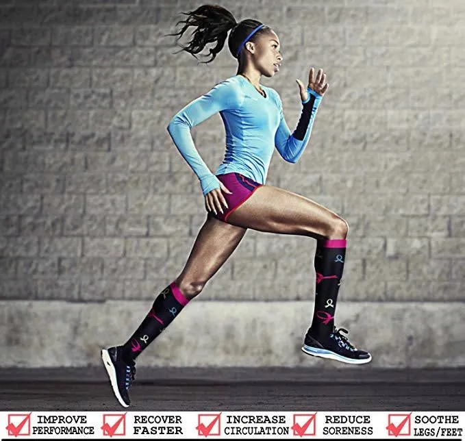 ROYALUCK 6 Pairs Nurse Compression Socks - Support Knee High Socks for Nurses,Athletic,Flying