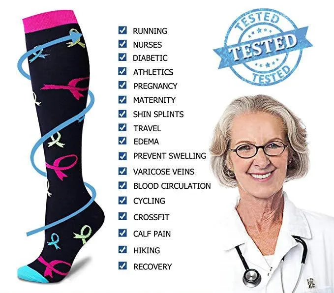 ROYALUCK 6 Pairs Nurse Compression Socks - Support Knee High Socks for Nurses,Athletic,Flying